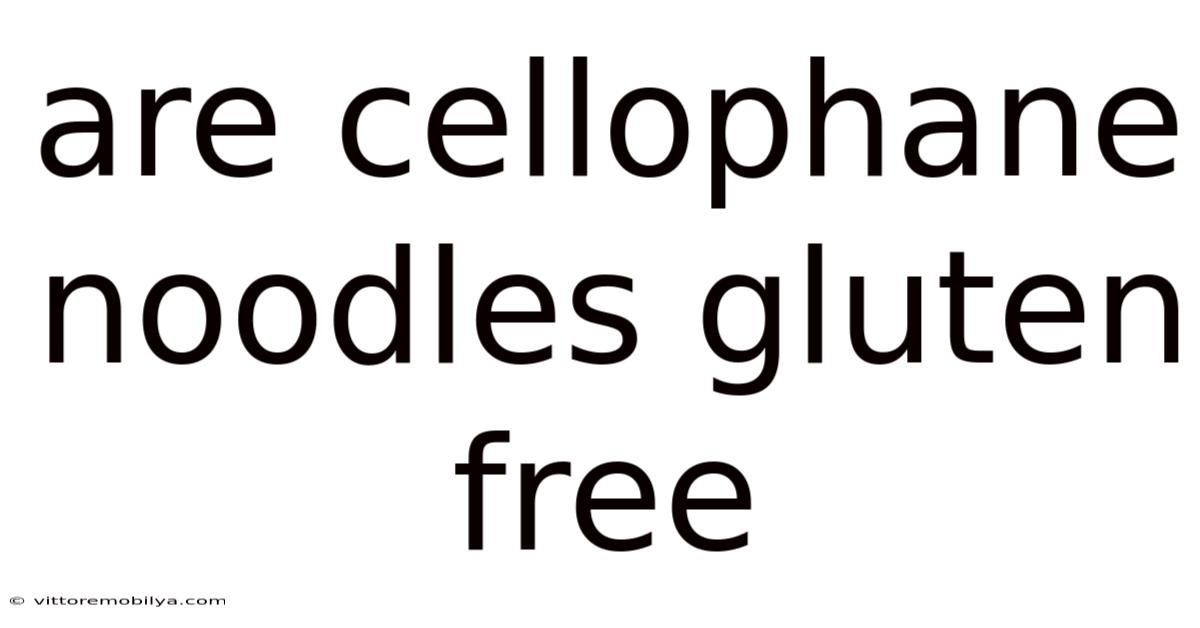 Are Cellophane Noodles Gluten Free