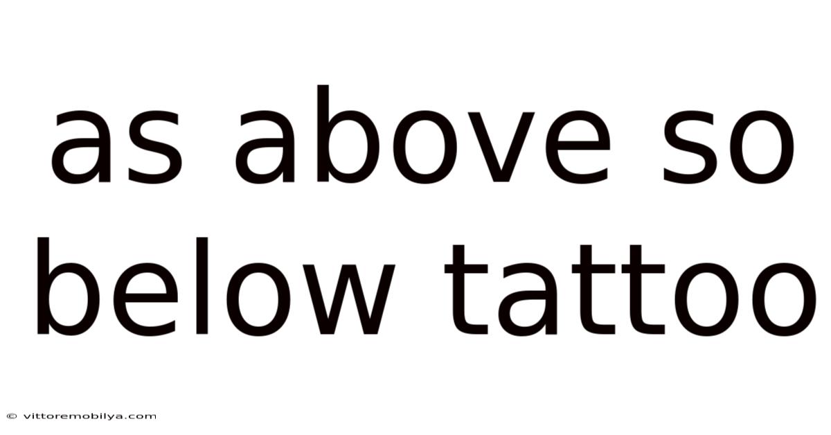 As Above So Below Tattoo