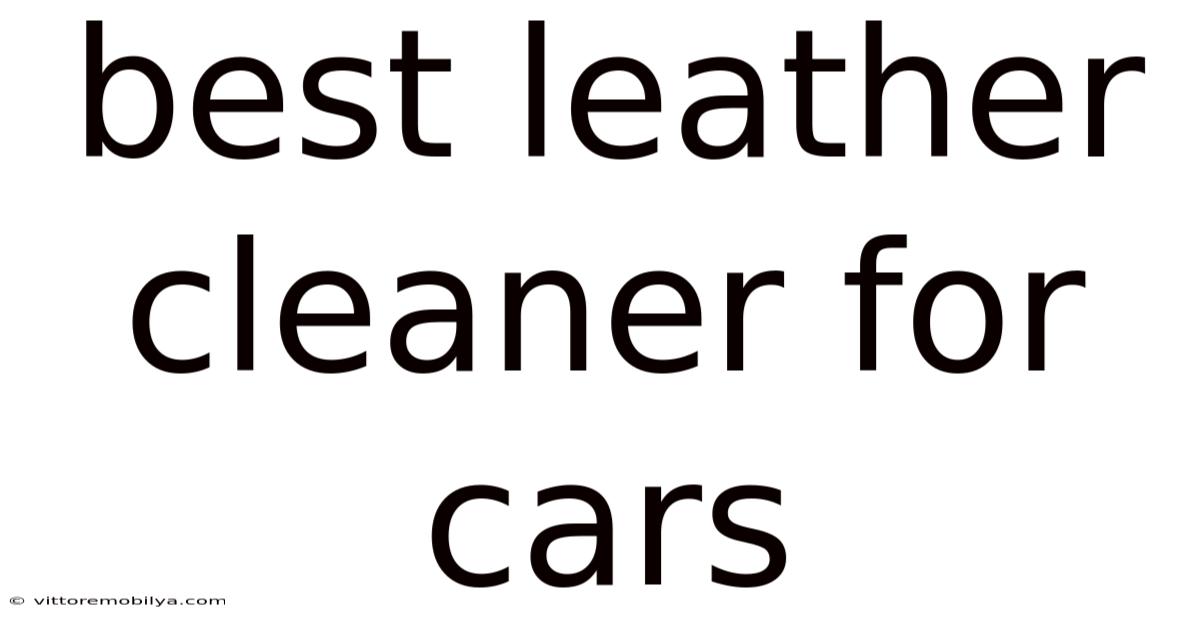 Best Leather Cleaner For Cars