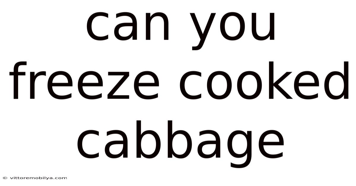 Can You Freeze Cooked Cabbage
