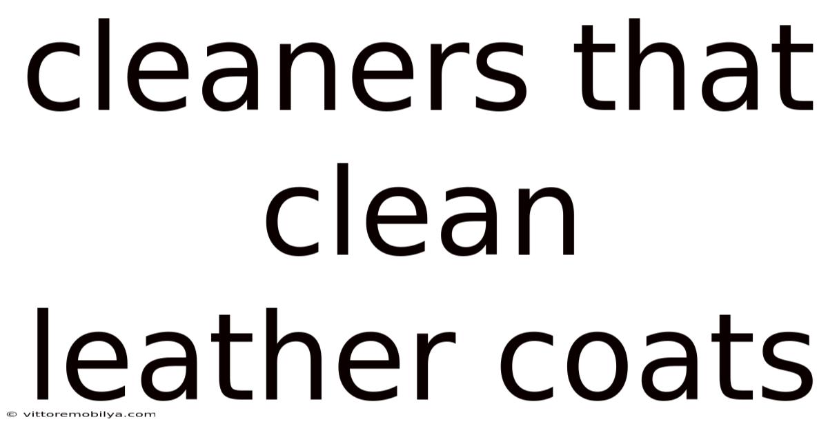Cleaners That Clean Leather Coats