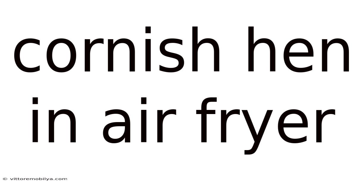 Cornish Hen In Air Fryer