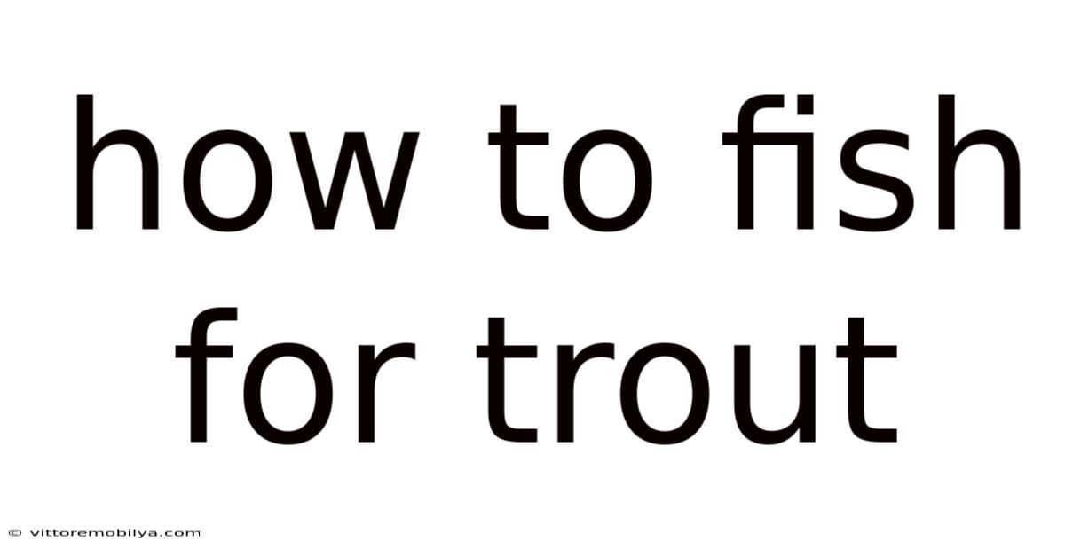 How To Fish For Trout