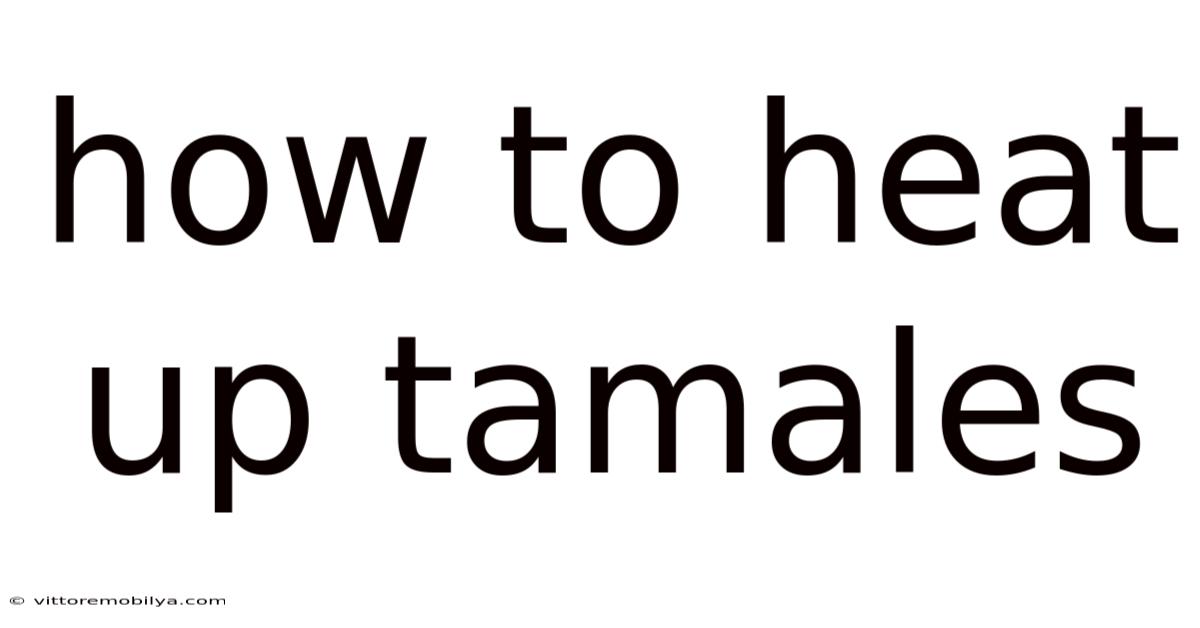 How To Heat Up Tamales
