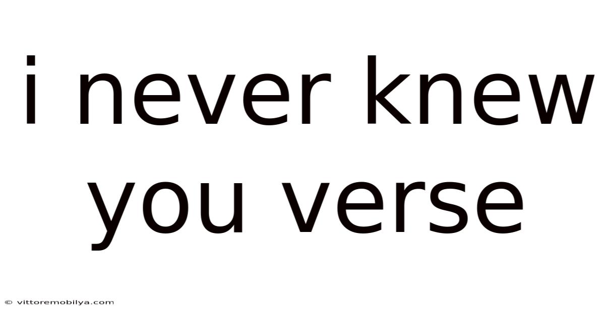 I Never Knew You Verse