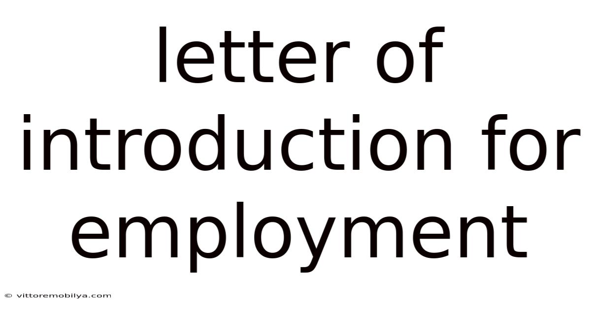 Letter Of Introduction For Employment
