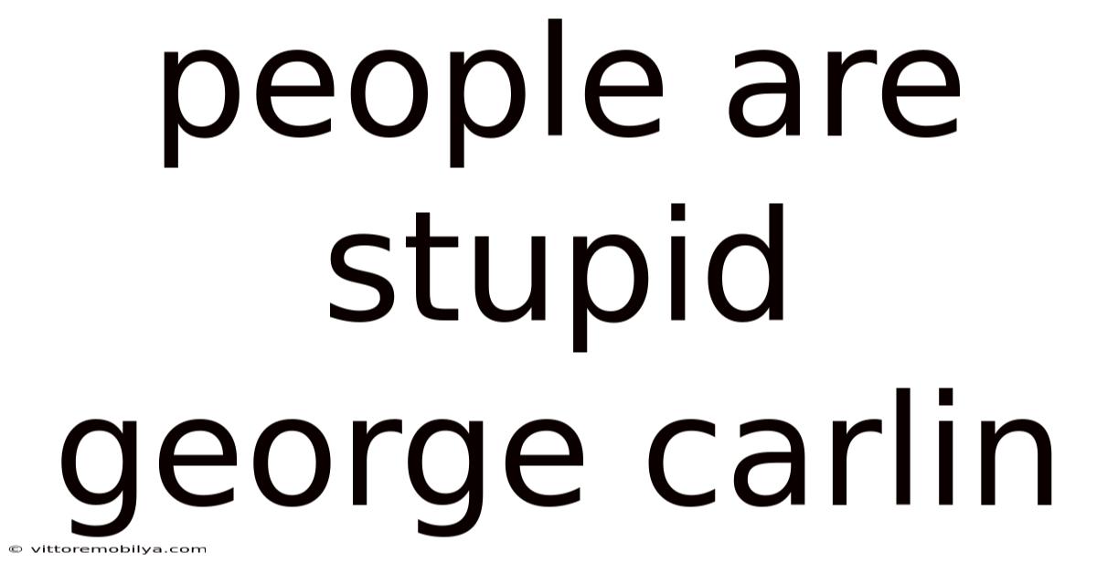 People Are Stupid George Carlin