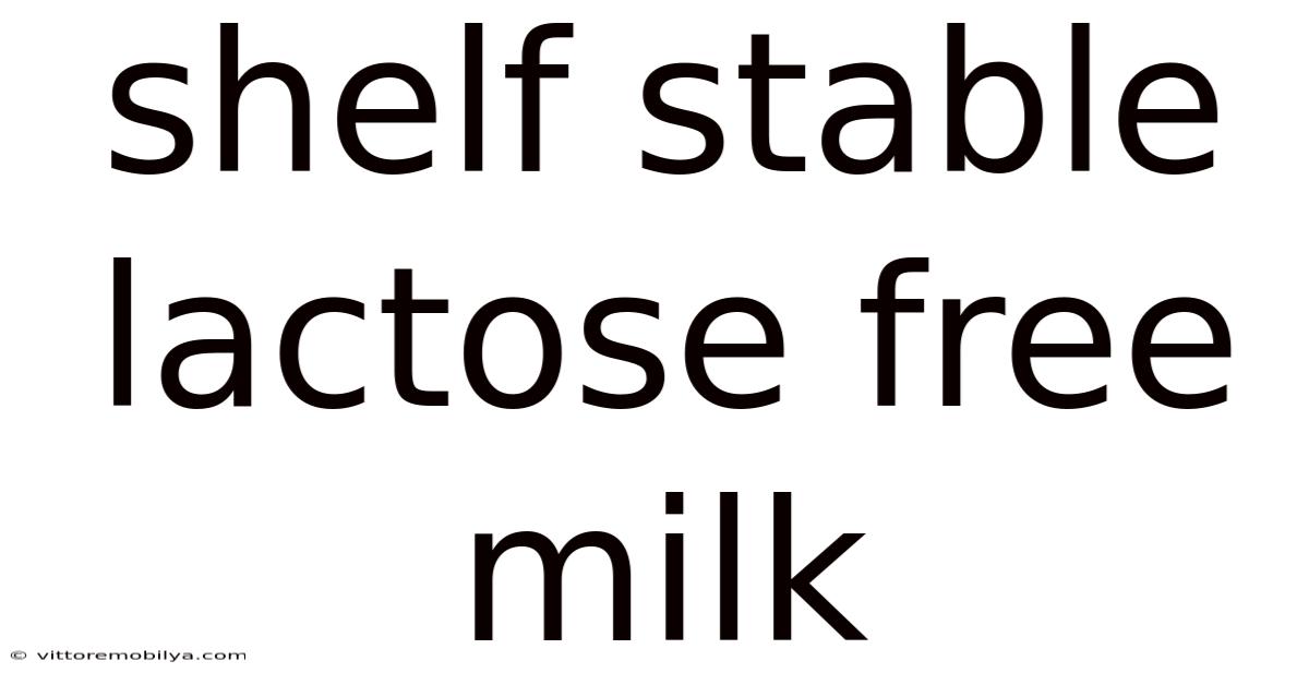 Shelf Stable Lactose Free Milk