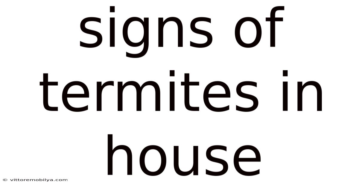 Signs Of Termites In House