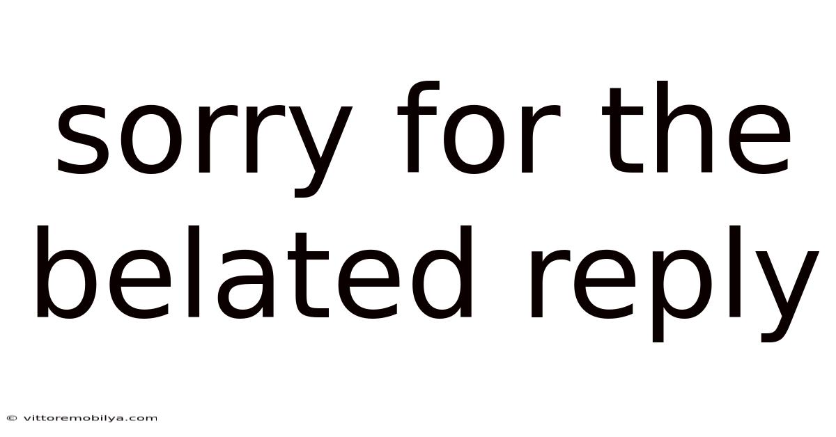 Sorry For The Belated Reply