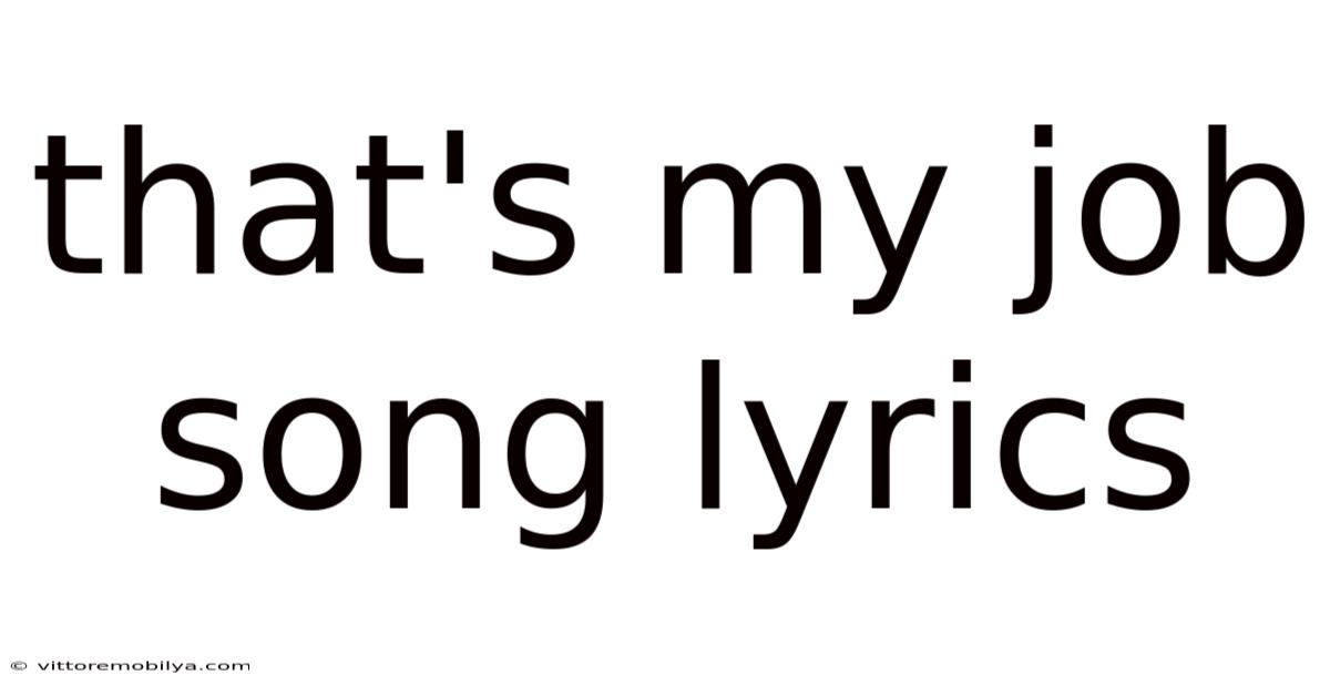 That's My Job Song Lyrics