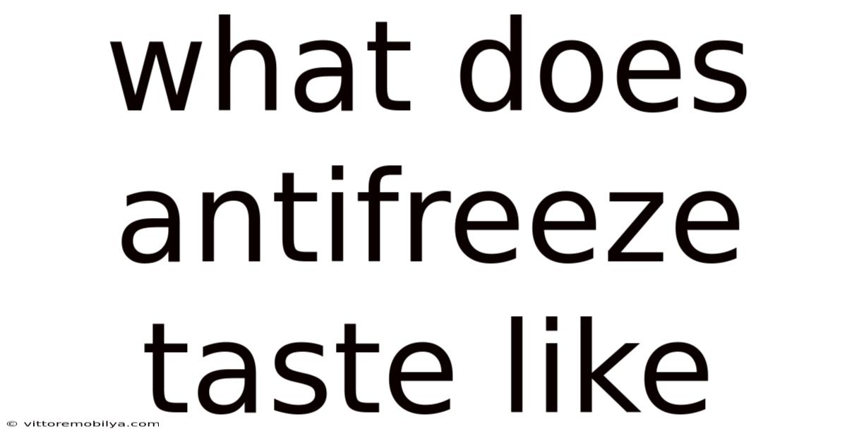 What Does Antifreeze Taste Like