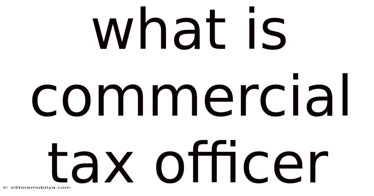 What Is Commercial Tax Officer