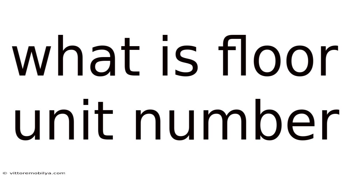 What Is Floor Unit Number