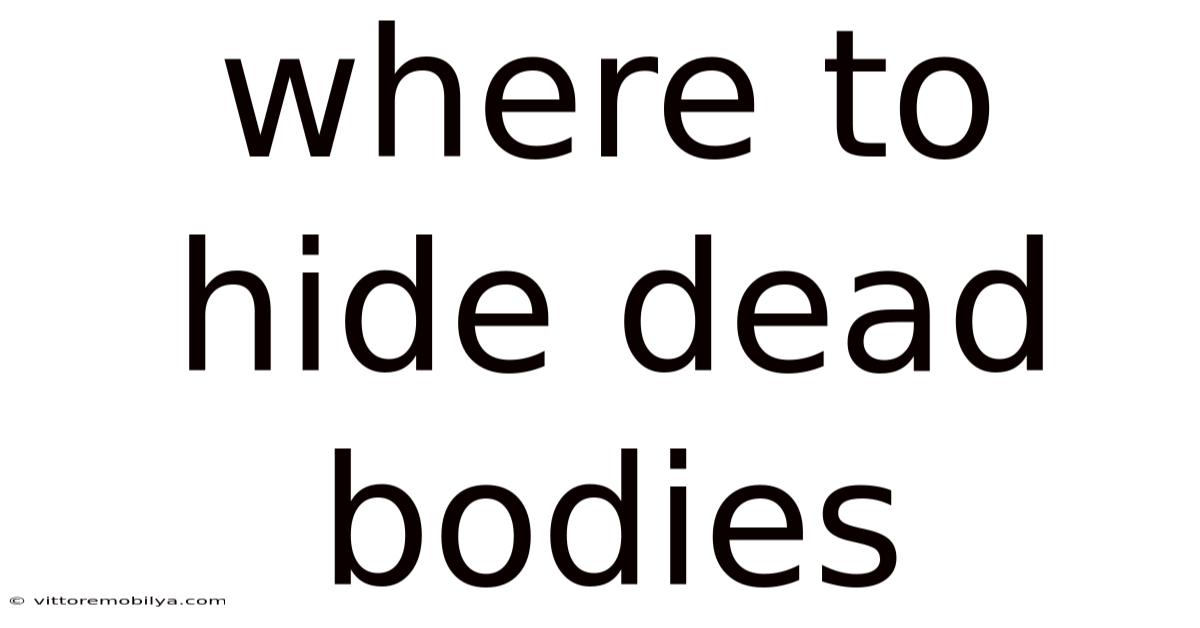 Where To Hide Dead Bodies