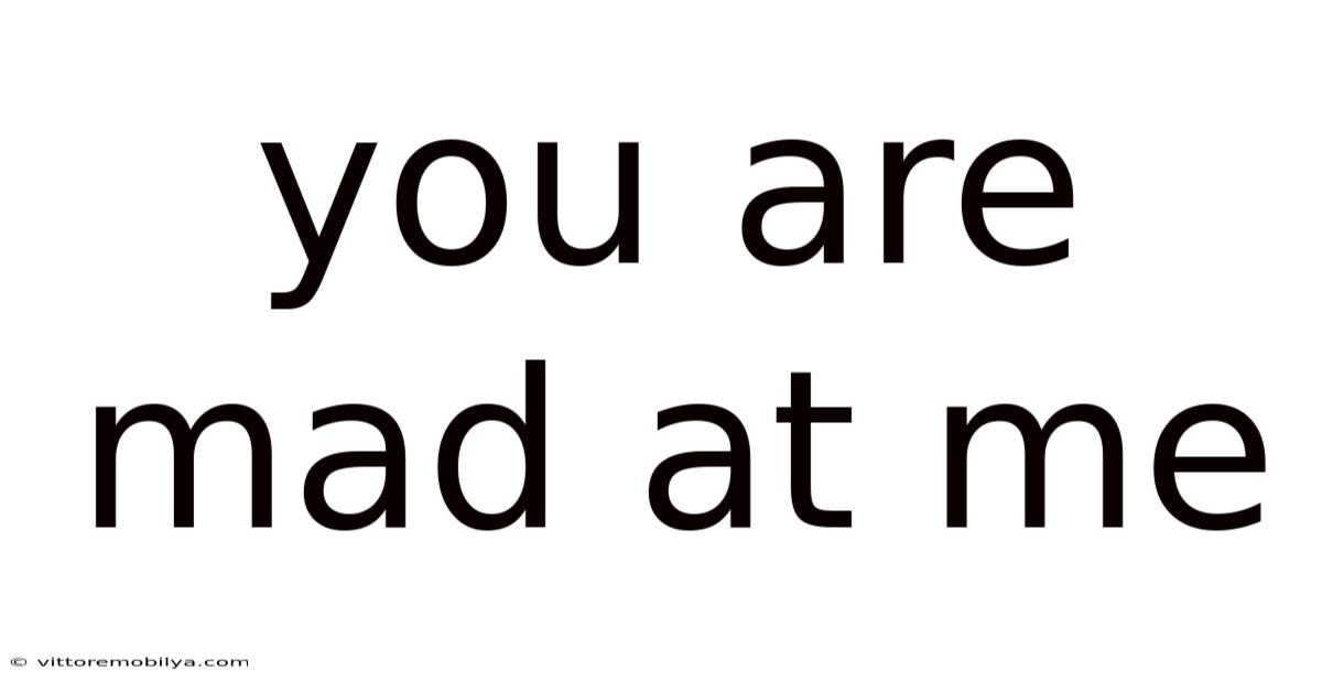 You Are Mad At Me